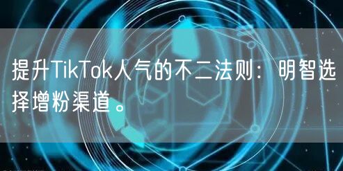 提升TikTok人气的不二法则：明智选择增粉渠道。