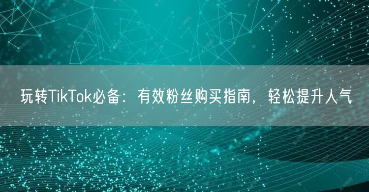 玩转TikTok必备：有效粉丝购买指南，轻松提升人气
