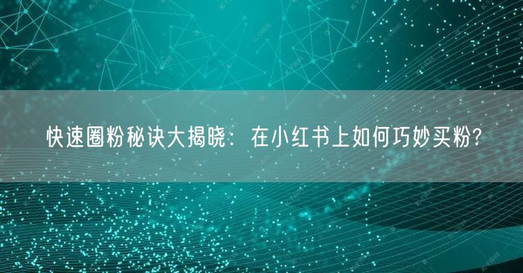 快速圈粉秘诀大揭晓：在小红书上如何巧妙买粉?