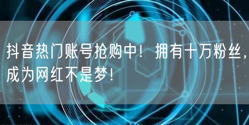 抖音热门账号抢购中！拥有十万粉丝，成为网红不是梦！