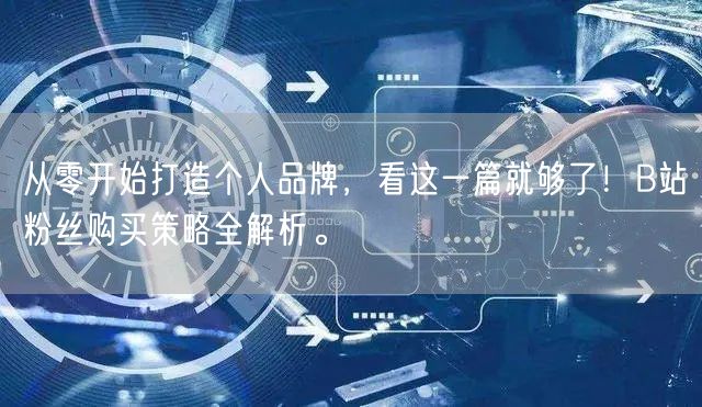 从零开始打造个人品牌，看这一篇就够了！B站粉丝购买策略全解析。