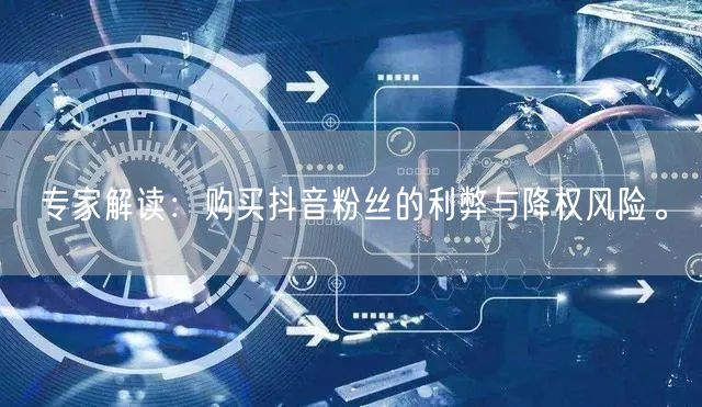 专家解读：购买抖音粉丝的利弊与降权风险。