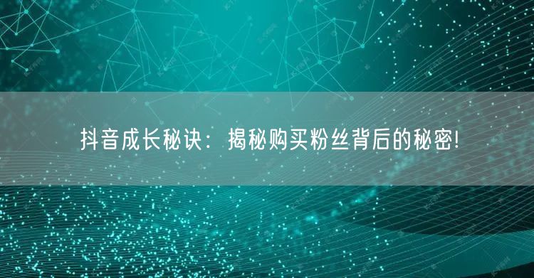 抖音成长秘诀：揭秘购买粉丝背后的秘密!
