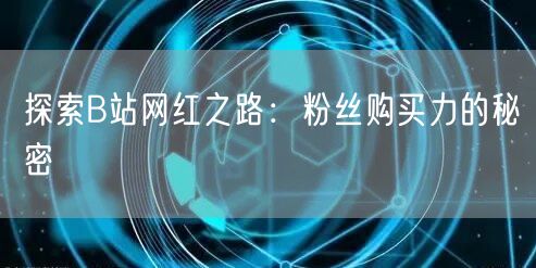 探索B站网红之路：粉丝购买力的秘密