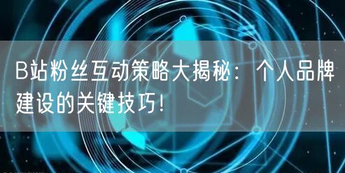 B站粉丝互动策略大揭秘：个人品牌建设的关键技巧！