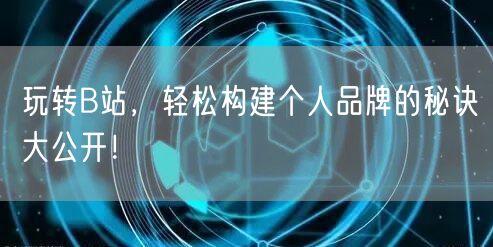 玩转B站，轻松构建个人品牌的秘诀大公开！