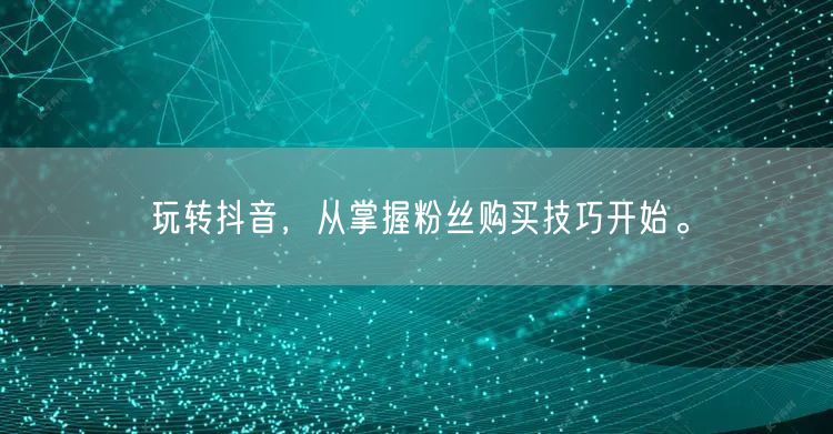 玩转抖音，从掌握粉丝购买技巧开始。