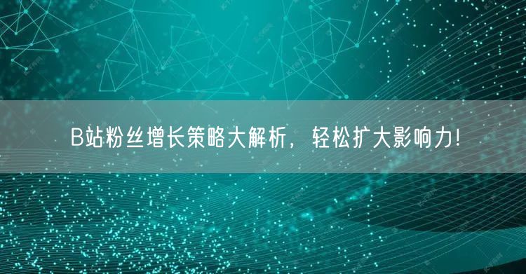 B站粉丝增长策略大解析，轻松扩大影响力！