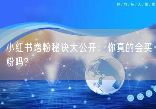 小红书增粉秘诀大公开：你真的会买粉吗?