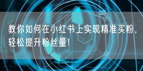 教你如何在小红书上实现精准买粉，轻松提升粉丝量！