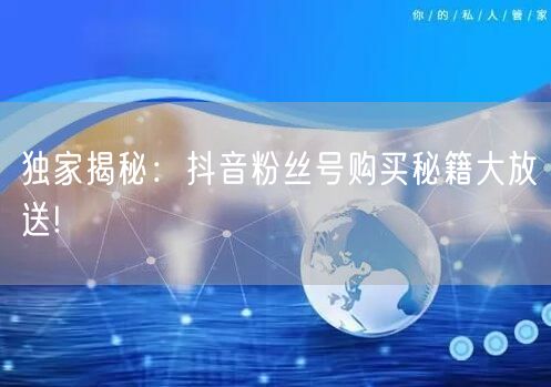 独家揭秘：抖音粉丝号购买秘籍大放送!