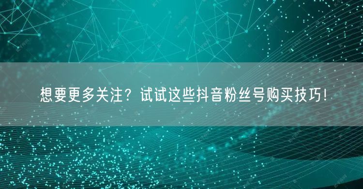 想要更多关注？试试这些抖音粉丝号购买技巧！