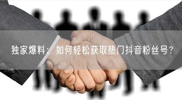 独家爆料：如何轻松获取热门抖音粉丝号？