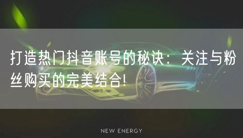 打造热门抖音账号的秘诀：关注与粉丝购买的完美结合!