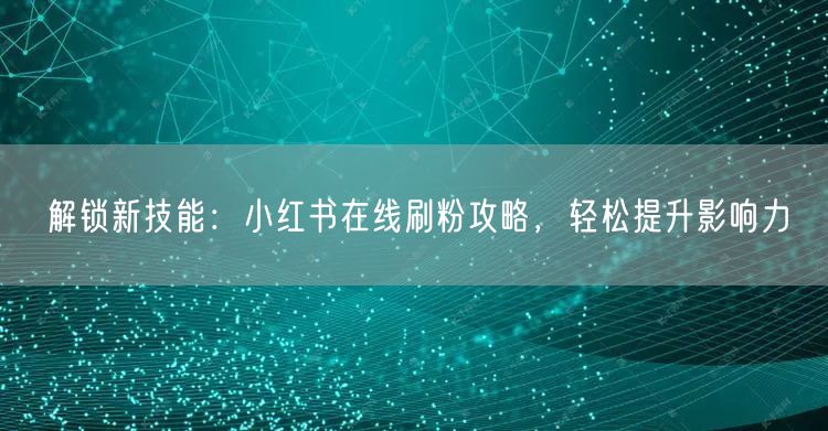 解锁新技能：小红书在线刷粉攻略，轻松提升影响力