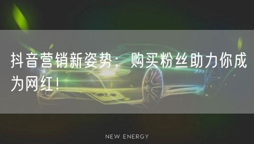 抖音营销新姿势：购买粉丝助力你成为网红！