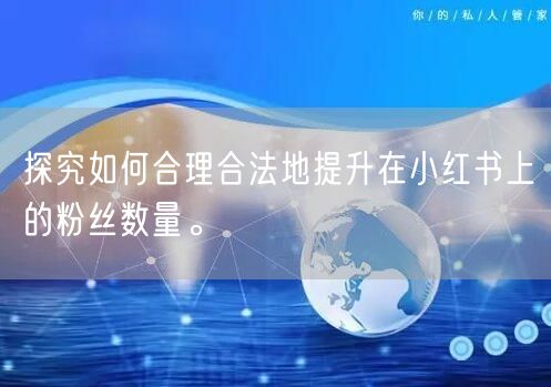 探究如何合理合法地提升在小红书上的粉丝数量。