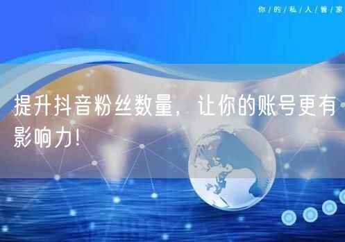 提升抖音粉丝数量，让你的账号更有影响力！