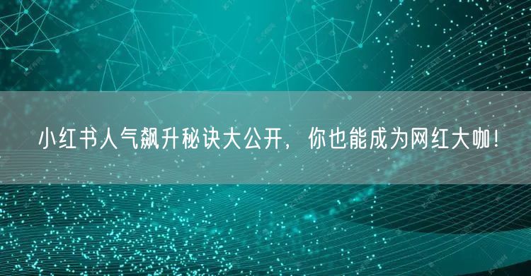 小红书人气飙升秘诀大公开，你也能成为网红大咖！