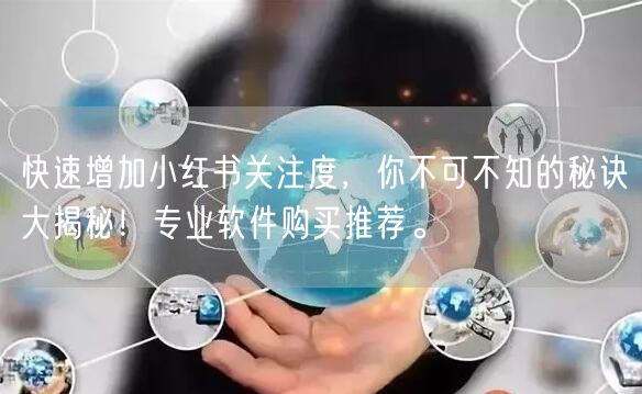 快速增加小红书关注度，你不可不知的秘诀大揭秘！专业软件购买推荐。