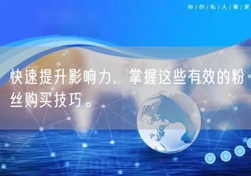 快速提升影响力，掌握这些有效的粉丝购买技巧。