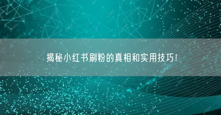 揭秘小红书刷粉的真相和实用技巧！