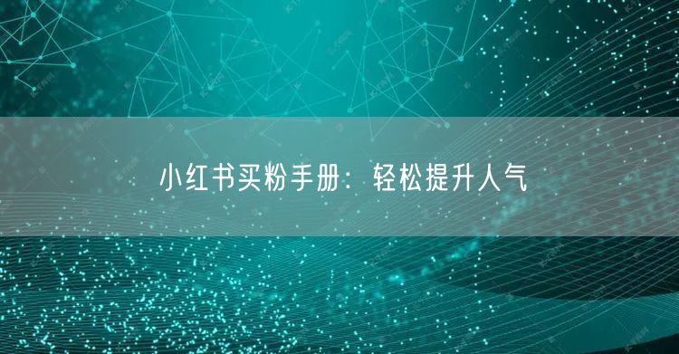 小红书买粉手册：轻松提升人气