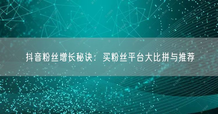 抖音粉丝增长秘诀：买粉丝平台大比拼与推荐