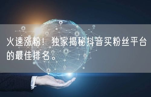 火速涨粉！独家揭秘抖音买粉丝平台的最佳排名。