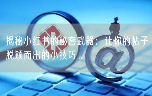 揭秘小红书的秘密武器：让你的帖子脱颖而出的小技巧。